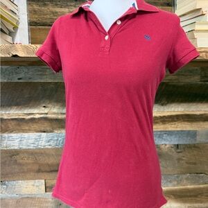 VINTAGE Abercrombie & Fitch Women's Raspberry Red Fitted Short Sleeve Polo